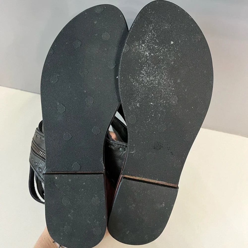 Eastern Serenity Appian Black Leather Sandals-6 - Picture 6 of 7